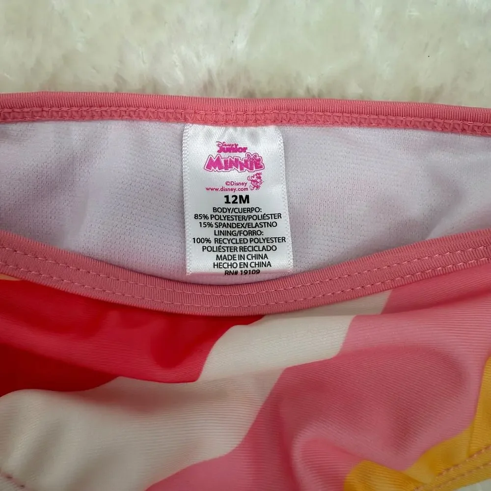 NWT Disney Minnie 2-Piece Toddler Ruffle Strap Tankini/Bikini Set 12M